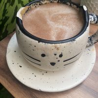 Chocolate caliente con leche de almendra/coco  at El Jardín de Azu in Queretaro