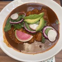 Enmoladas veganas (with bananas!)  at El Jardín de Azu in Queretaro