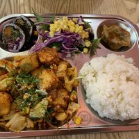 K-school tray…didn’t quite hit the spot. Kimbap and salad quite bland.  at Sinjeon in Sydney