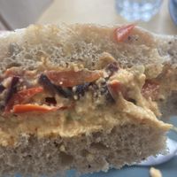 Curried hummus and red pepper sandwich   at Cocoa Skye in Brora