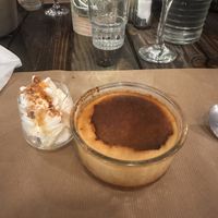 Le flan coco 🍮 with cream on the side   at L'Aloko Restaurant - Café Concert in Millau