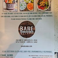 Menu at BARE Blends in Tampa