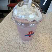 Vegan strawberry shake  at Burgerville in Kelso