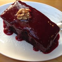 chocolate cake with raspberry  at Lola Rosa - Milton in Montreal