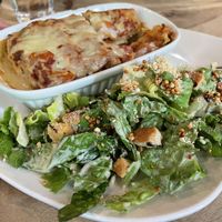 Lasagna and Caesar salad   at Lola Rosa - Milton in Montreal