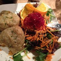 samosa appetizer - comes with two samosas and a salad at Lola Rosa - Milton in Montreal