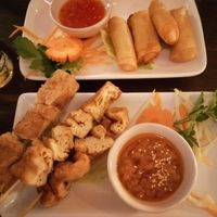 Veg spring rolls and tofu satay at Sabai Thai in Brighton
