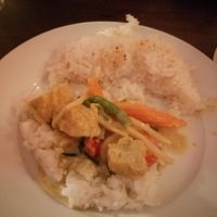 Green curry with tofu and coconut rice at Sabai Thai in Brighton