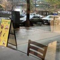 View from indoor counter seats  at Indian Burgers Joint in Vancouver
