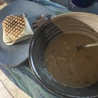 Corn soup with quesadilla  #Veganuary at Throop Soups in Throop