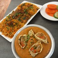 Vegetable Akbari & Vegetable Biryani (Both made vegan)  at Golden Spoon Vegetarian Restaurant in Abu Dhabi
