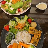 Vegan Plate with Avocado salad at Retro Restaurant WAKA in Narita