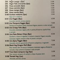Menu at ZEN in Vicenza