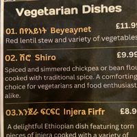 Menu at Geez in Liverpool