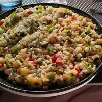 Vegan vegetable risotto.  at Ammilos Restaurant in Santorini
