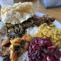 Tasty vegan rice and curry lunch. Spicy and good!  at Serendib in Kingsbury