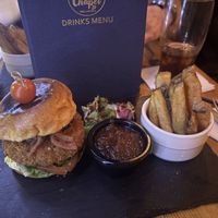 Vegan burger - flavoursome with a lovely portobello mushroom, mmmm    at Chapel Street Bar & Kitchen in Llangollen