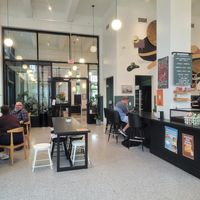 Seating at Three Ships Coffee Roasters in Norfolk