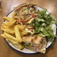 Covered Pita with vegan Mayonnaise, vegan Patties  at Sef in Kalamata