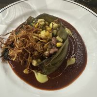 Vegan roasted stuffed poblano  at La Luna @ La Fonda in Taos