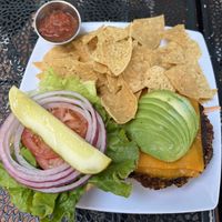 chipotle black bean burger all vegan  at Swami's Cafe in San Diego
