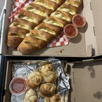 Vegan Stromboli and vegan garlic knots (garlic knots must be requested to be made vegan)  at Genova Pizza in Audubon