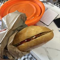 A vegan tofu bánh mi (€6,90).  at Mr. Dam Bánh mi in Utrecht