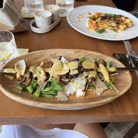 Mushroom skewer, cauliflower steak  at Solymar in Mykonos