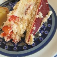 A slice from the fraisier - at home at La Mauvaise Herbe in Paris