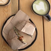 Vegan bagel. Matcha with oat milk   at obred - обред in Sofia