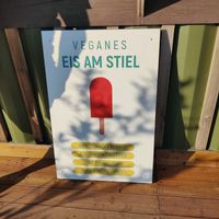 Vegan ice cream lollies sign at Krokodü am CopaBeach in Vienna