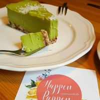 All the cakes are amazing. I really love this rawvegan avocado lime cocos cake  at HappenPappen in Hamburg