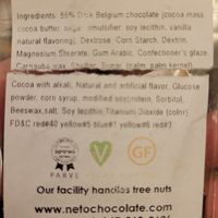 You can see the vegan label printed right underneath a bunch of clearly non-vegan ingredients. at NETO Chocolatier in New York City