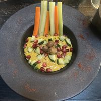 hummus starter - served with toasted pita breadd  at MoonShine in Millburn