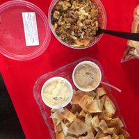 Humus Falafil samples at Ann Arbor Farmers' Market in Ann Arbor