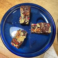 Brownies with a mixture of party food toppings (nuts, potato chips, chocolate chips, sprinkles) at Sweet Haven Bakery in Citrus Heights
