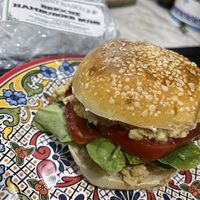 Made a chickpea salad to put on the DELICIOUS brioche bun  at Stuff by Sandy in Westfield