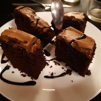 Chocolate cake for dessert at La Mandragora in Valencia