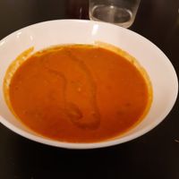 Cold tomato + lentil soup at La Mandragora in Valencia