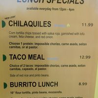 Lunch specials at Taqueria Vegana  in Toronto