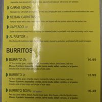 Menu at Taqueria Vegana  in Toronto