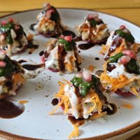 Beetroot Dahi Puri at Aahaar in Dharamshala