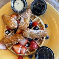 Chikn waffle with blueberry/strawberry   at The Wafflery in Charlotte