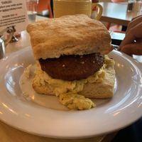 Vegan biscuit egg and cheesee  at The Wafflery in Charlotte