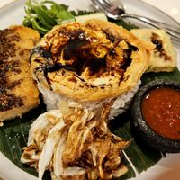 Sweet and spicy sunny rice (vegan sunny side up) at Kynd Baker in Surabaya