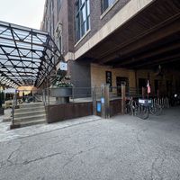 The main entrance just in case. To help people find it but was fairly easy to find. Remember to pull on the door when entering and push when leaving lol.  at Base Community Cafe in Chicago