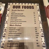 Menu at 3 Monkeys in Athens