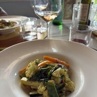 Summer Veg Curry Noodsles  at Dulcisinfundo in San Gimignano
