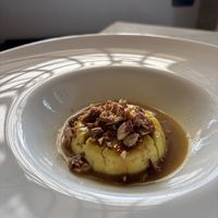 Crème Caramel with croccante   at Dulcisinfundo in San Gimignano