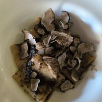 Pasta paccheri with black truffle sauce at Dulcisinfundo in San Gimignano